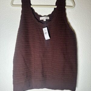 Loft Textured Knit Scoop Neck Sweater Tank – Size Large